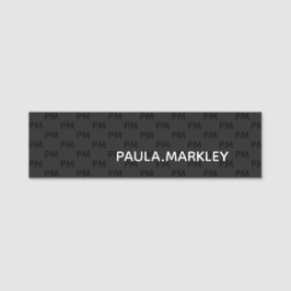 Etiqueta De Nome Padrão de Monograma Simples Minimalista