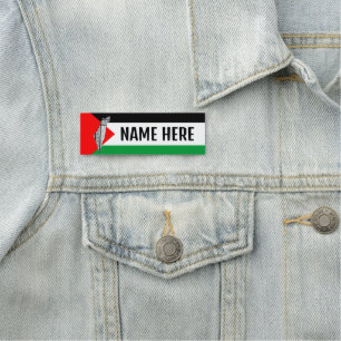 Etiqueta De Nome Palestina - Bandeira e Mapa com Padrão Keffiyeh