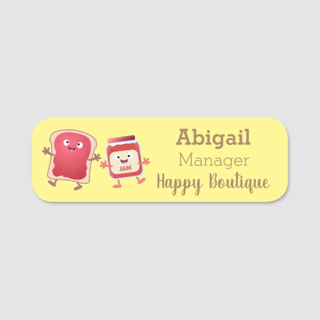 Etiqueta De Nome Pão engraçado e personagens de desenho animados de (Frente)