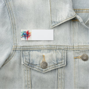 Etiqueta De Nome Papagaios Tropicais Aves Aquarela Arte Animal