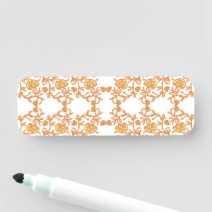 Etiqueta De Nome Papel de parede, cor de laranja e branco, com desi