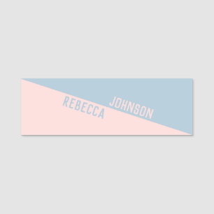 Etiqueta De Nome Pastel leve azul-Rosa Duotone moderno punchy