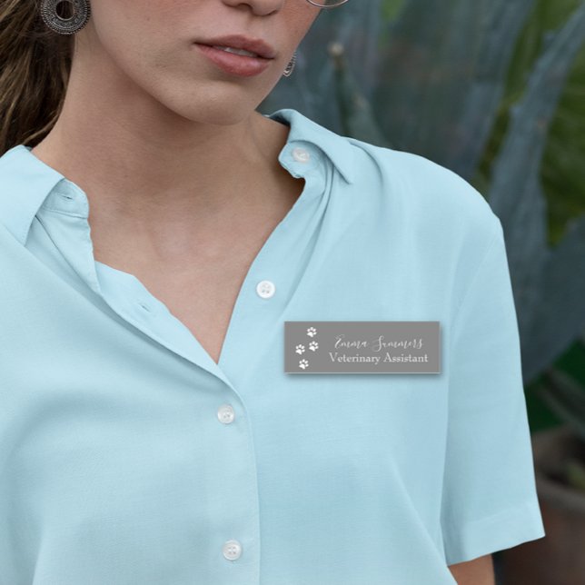 Etiqueta De Nome Paw Imprime Vet Veterinary Business (Criador carregado)