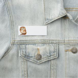 Etiqueta De Nome Pequeno Cachorro Aquarela Coruja Arte Natural De P