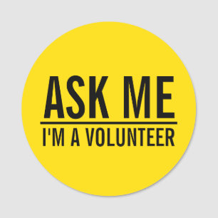 Etiqueta De Nome Perguntar-me Crachá Voluntário Amarelo