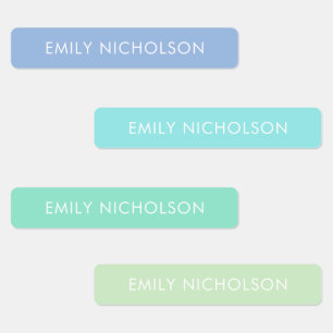 Etiqueta de Nome Personalizada Azul Pastel Minimal