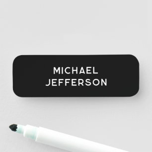 Etiqueta De Nome Personalizado Personalizado Preto Branco Simples E
