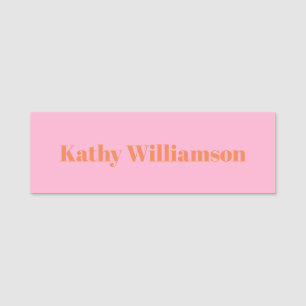 Etiqueta De Nome Personalizado Simples Moderno Rosa Laranja Criativ
