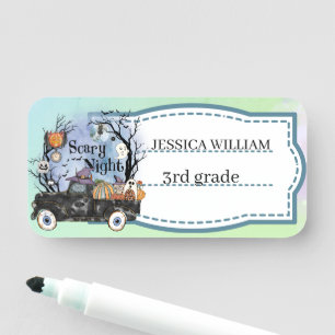 Etiqueta De Nome Personalize seu nome Halloween Scareen Night