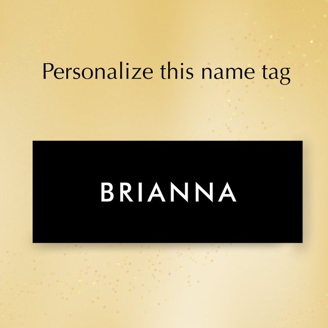 Etiqueta De Nome Personalized Modern Minimalist Black Professional (Personalize this simple modern black and white custom name tag. Minimalist clear editable script.
)