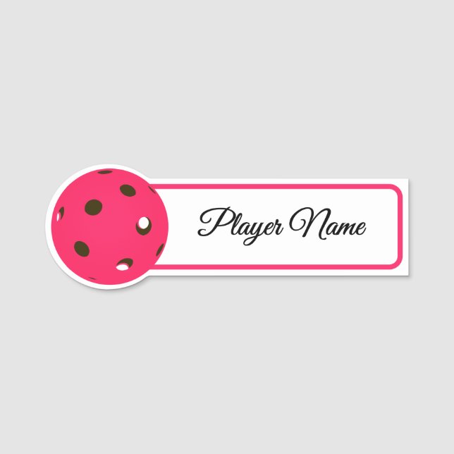 Etiqueta De Nome Pickleball Player Pink Pickleballs Personalized (Frente)