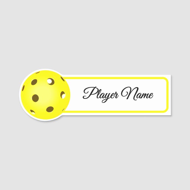 Etiqueta De Nome Pickleball Player Yellow Pickleballs Personalized (Frente)