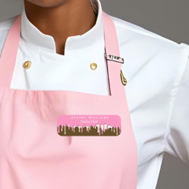 Etiqueta De Nome Pink Brown Frosting Drip Padaria