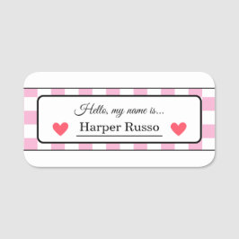 Etiqueta De Nome Pink & Red Illustrative Student Name Labels