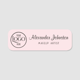 Etiqueta De Nome Pink & White Script Makeup Personalize