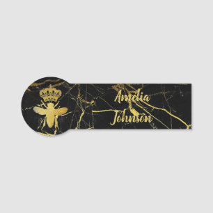 Etiqueta De Nome Pino do Crachá Preto Dourado, RAINHA Personalizad