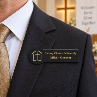 Etiqueta De Nome Placa de identificação do recepcionista da Igreja