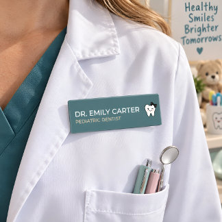 Etiqueta De Nome Placa Personalizada de Nome de Dentista Pediátrico