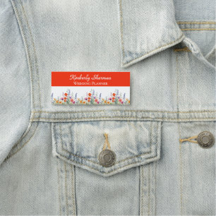Etiqueta De Nome Planejador de Casamento de Flores Silvestres Aquar