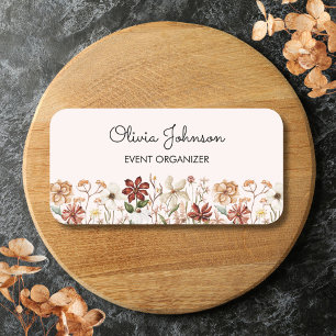 Etiqueta De Nome Prado de Flores Silvestres Vintage em Aquarela Per