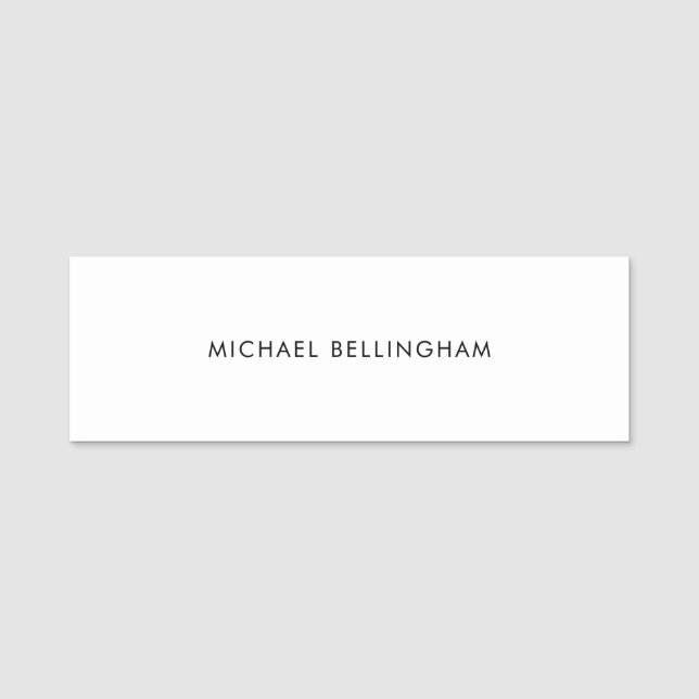 Etiqueta De Nome Preto e Branco Formais Minimalista Simples (Frente)