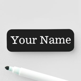 Etiqueta De Nome Preto insano (Preto mais escuro) PERSONALIZÁVEL