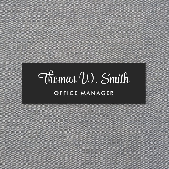 Etiqueta De Nome Preto Profissional de Script Moderno (Criador carregado)