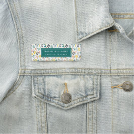 Etiqueta De Nome Professor Personalizado de Padrão de Alfabeto Dino