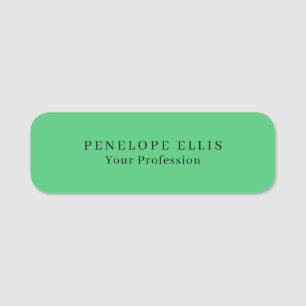 Etiqueta De Nome Profissional Clássico Único Verde de Paris