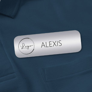 Etiqueta De Nome Promocional de Logotipo Comercial da Faux Silver C