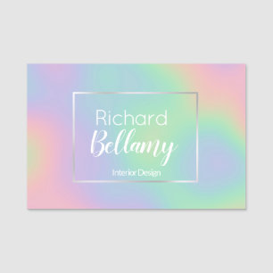 Etiqueta De Nome Quadro Metálico de Efeito do Arco-Íris Holográfico