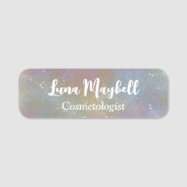 Etiqueta De Nome Rainbow Holographic Business