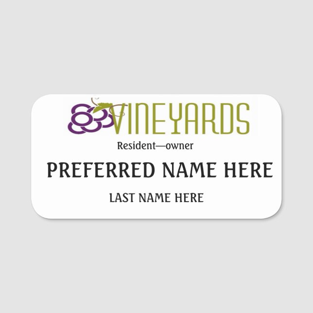Etiqueta De Nome Residente — proprietário (Frente)