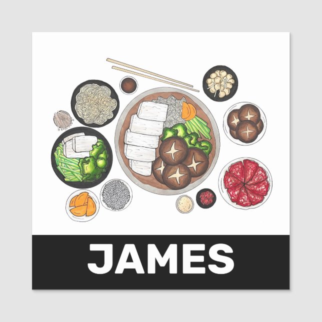 Etiqueta De Nome Restaurante do Hotpot Japonês Shabu-Shabu (Frente)