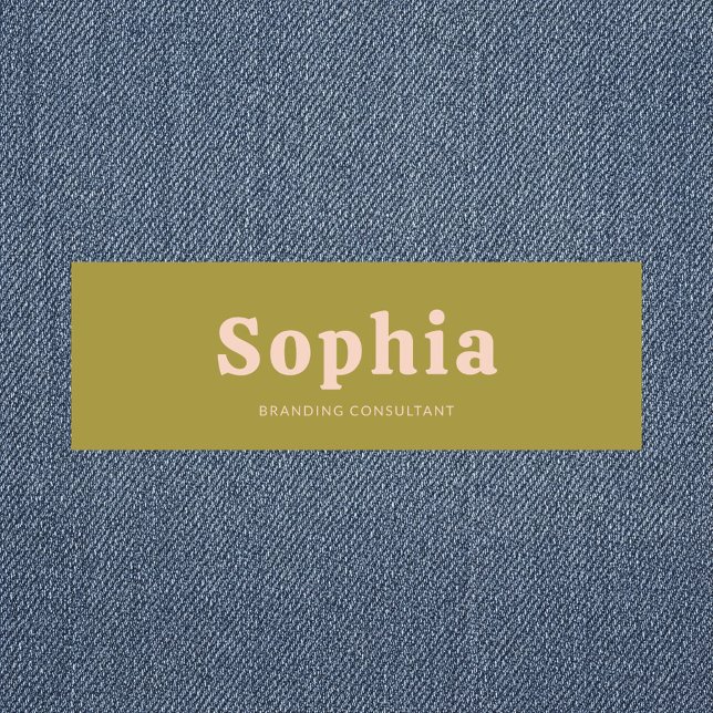 Etiqueta De Nome Retro Bold Serif Simples Rosa Bege Verde (Criador carregado)