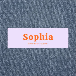 Etiqueta De Nome Retro Negrito Serif Simples Verde Lavanda Laranja