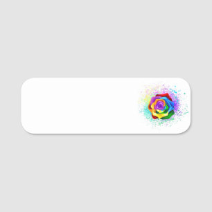 Etiqueta De Nome Rosa de arco-íris colorido