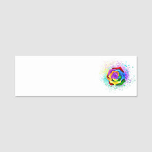 Etiqueta De Nome Rosa de arco-íris colorido