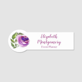 Etiqueta De Nome Rosa do roxo da aguarela do planejador da