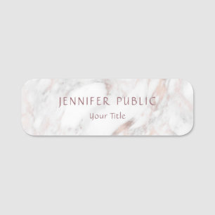 Etiqueta De Nome Rosa Marble Elegant - Modelo Moderno de Tendência