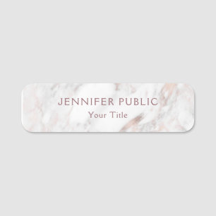 Etiqueta De Nome Rosa Marble Elegant Modern Modelo Professional
