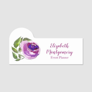 Etiqueta De Nome Rosa roxo da aguarela do planejador profissional