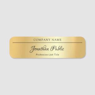 Etiqueta De Nome Roteiro Dourado da mão do modelo do encanto