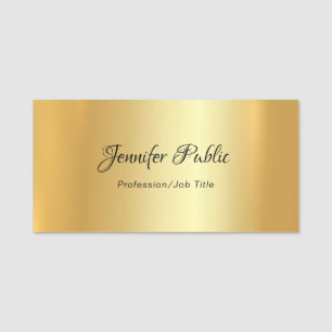 Etiqueta De Nome Roteiro escrito à mão do modelo Dourado elegante