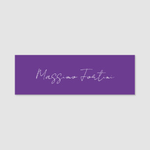 Etiqueta De Nome Roxo Real Simples Elegante Minimalista Caligrafia