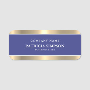 Etiqueta De Nome Royal Blue & Dourado Elegance: Confidente Profissi