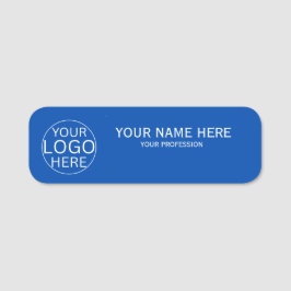 Etiqueta De Nome Rustic Blush Azul Logotipo Personalizado Funcionár