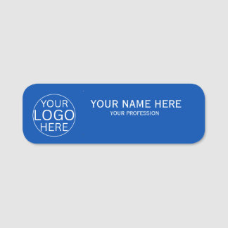 Etiqueta De Nome Rustic Blush Azul Logotipo Personalizado Funcionár