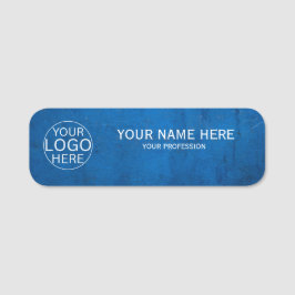 Etiqueta De Nome Rustic Blush Azul Logotipo Personalizado Funcionár