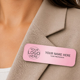 Etiqueta De Nome Rustic Blush Rosa Logotipo Personalizado Funcionár